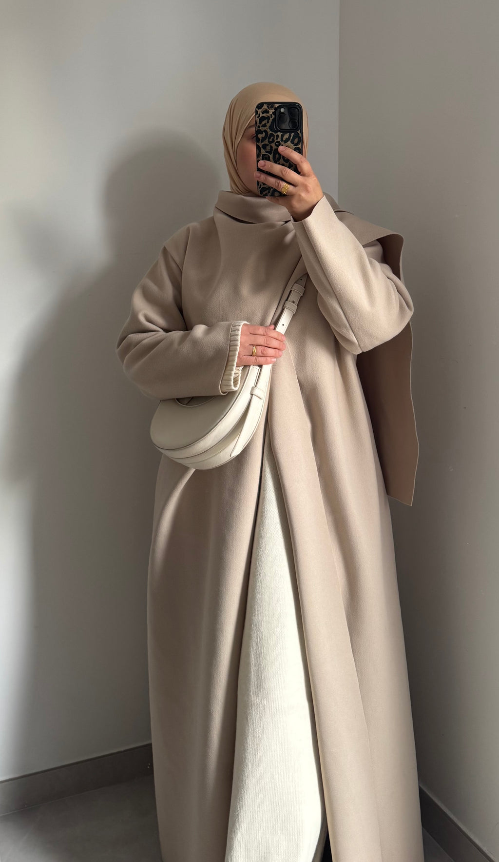 Veste gilet avec écharpe - BEIGE