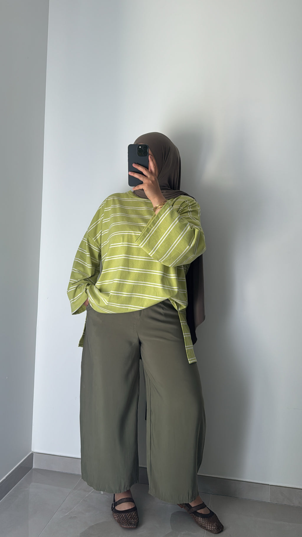 Pantalon large cropped- KAKI