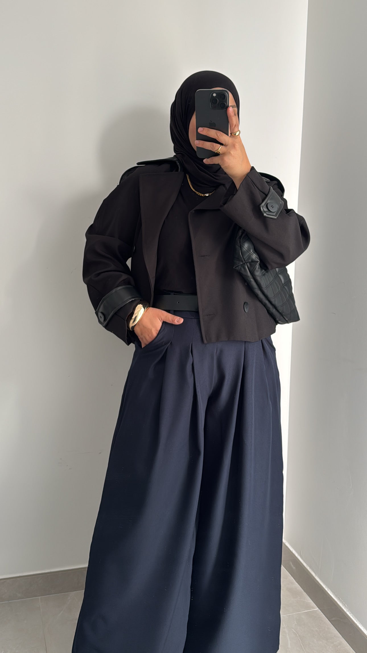 Veste courte détails cuir