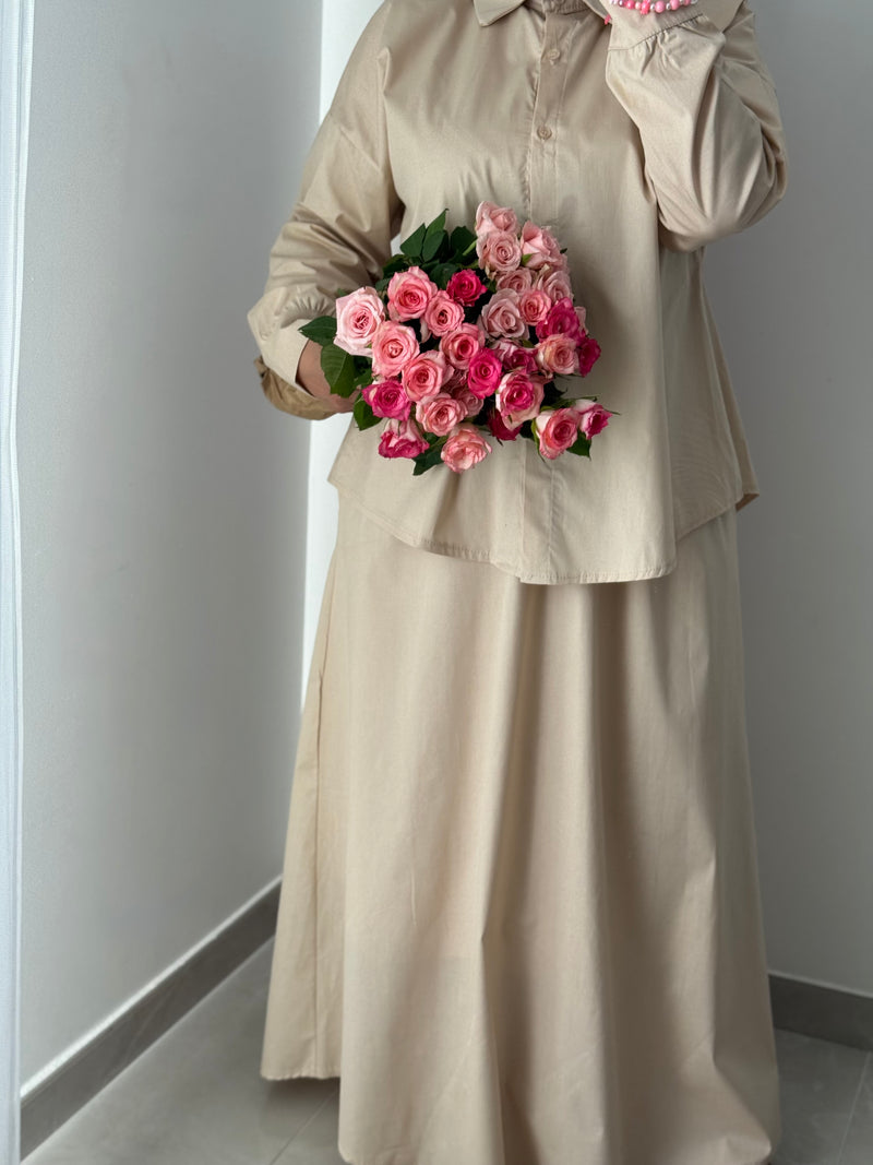 Ensemble chemise & jupe - BEIGE