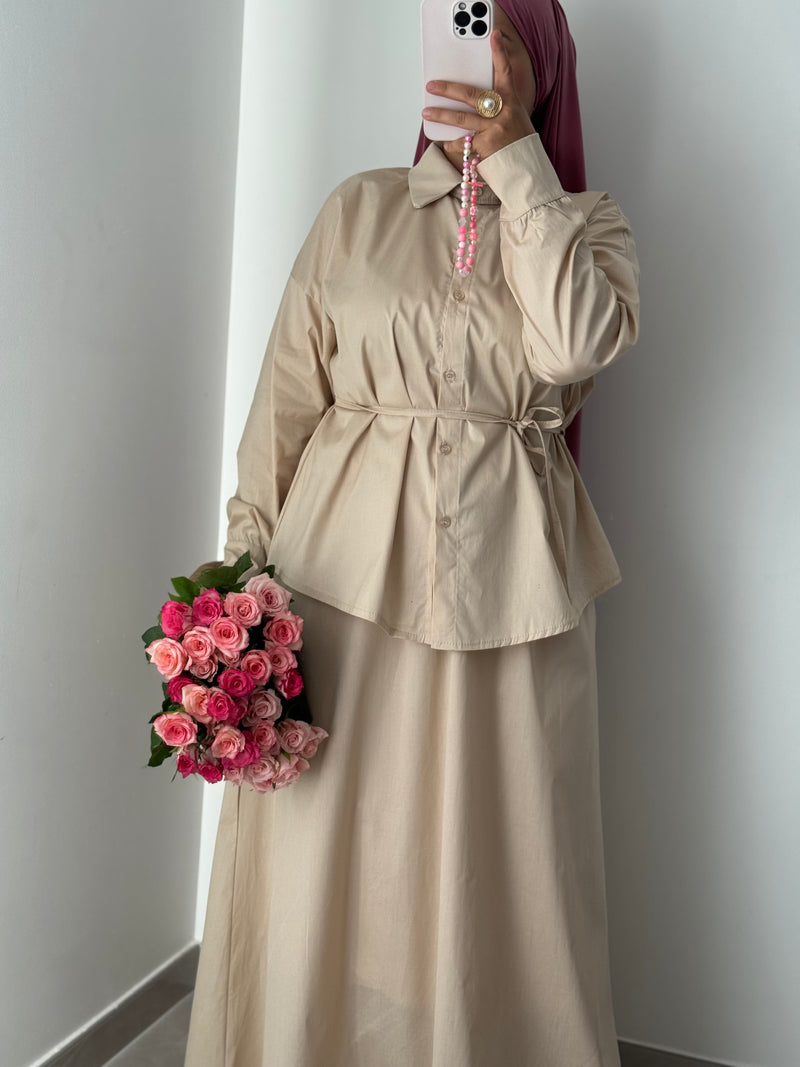 Ensemble chemise & jupe - BEIGE
