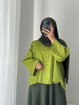 Chemise oversize asymétrique - VERT ANIS