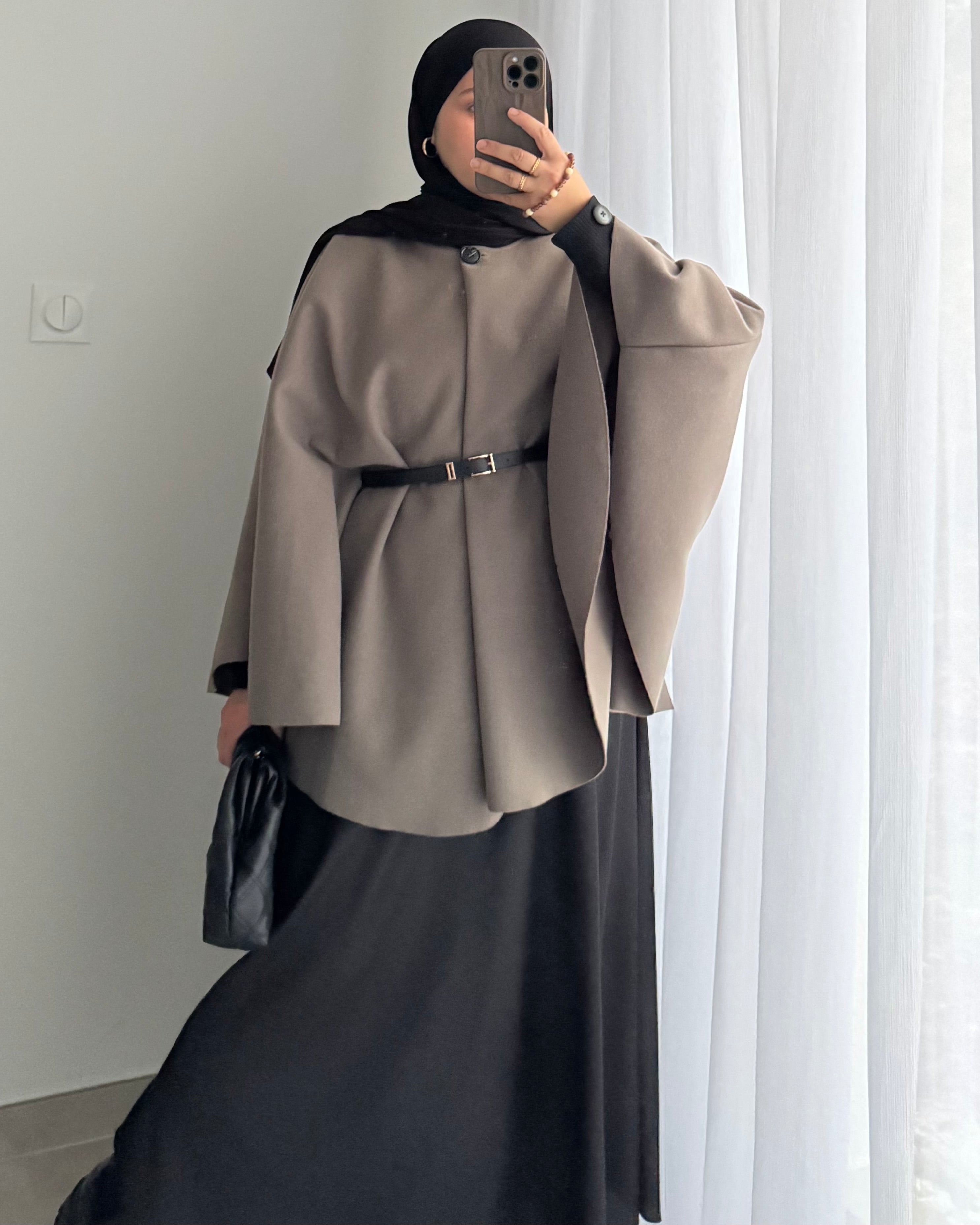 Cape avec ceinture intégré - Taupe