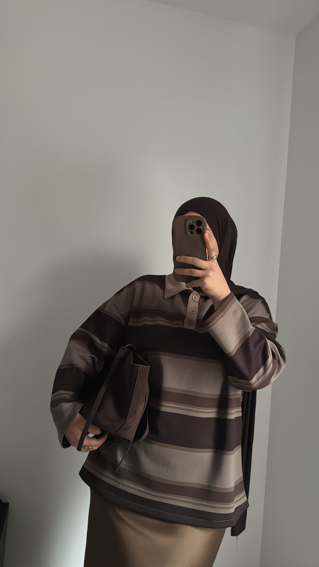 Polo doublé polaire - MARRON/TAUPE