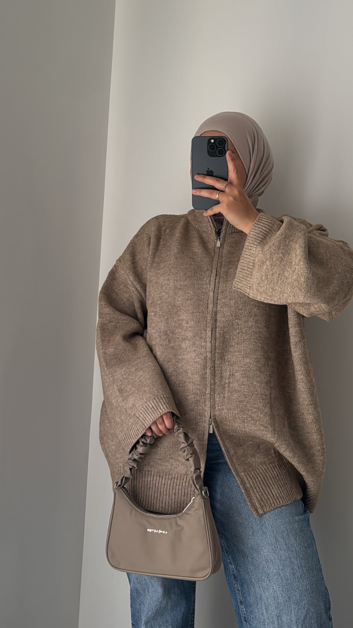 GILET ZIPPE OVERSIZE - TAUPE