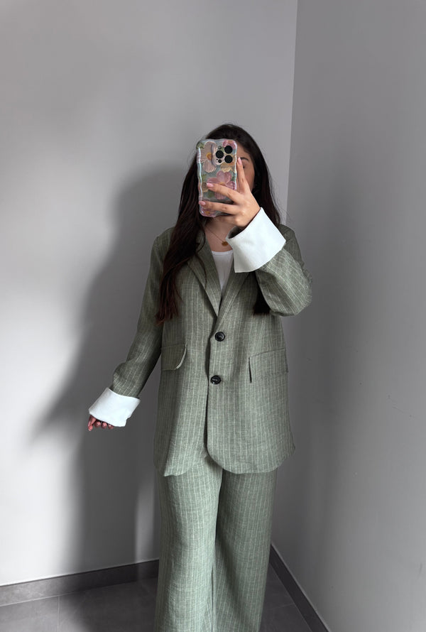 Ensemble tailleur à rayures - VERT EAU