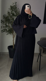 Robe élégance plissée - BLEU MARINE