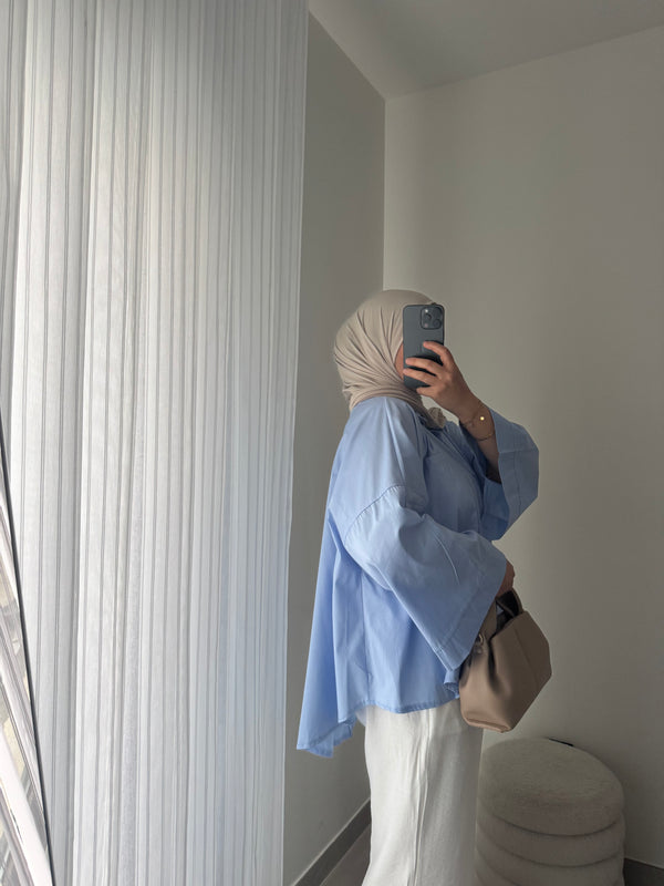 Chemise oversize asymétrique - BLEU