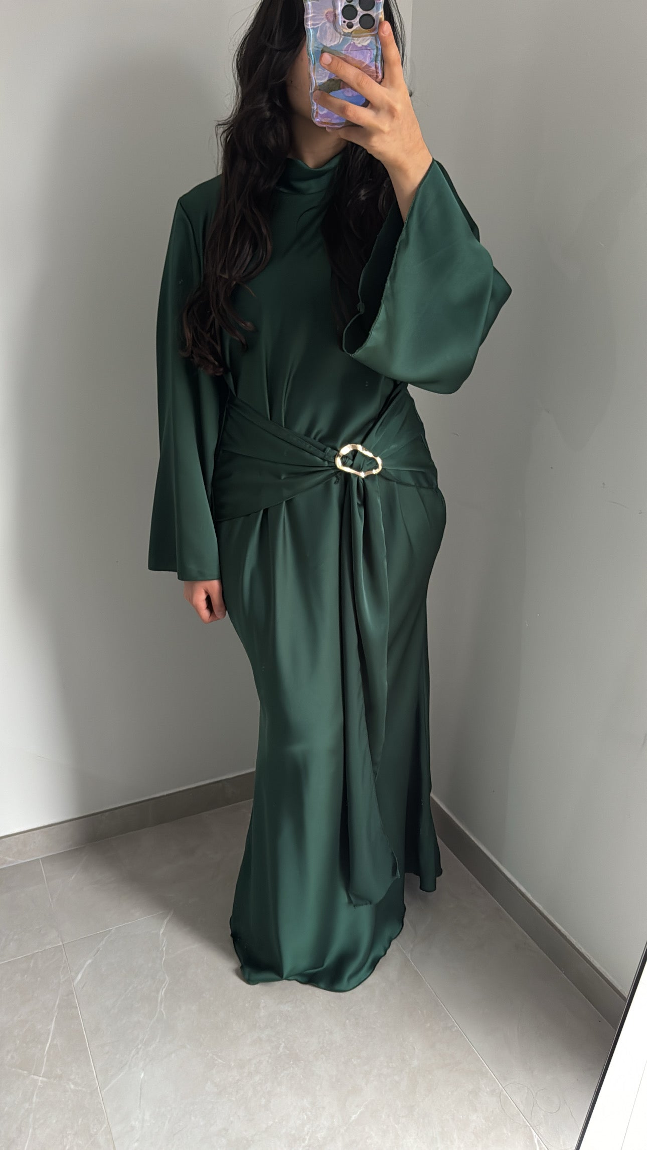 Robe satinée - VERT ÉMERAUDE