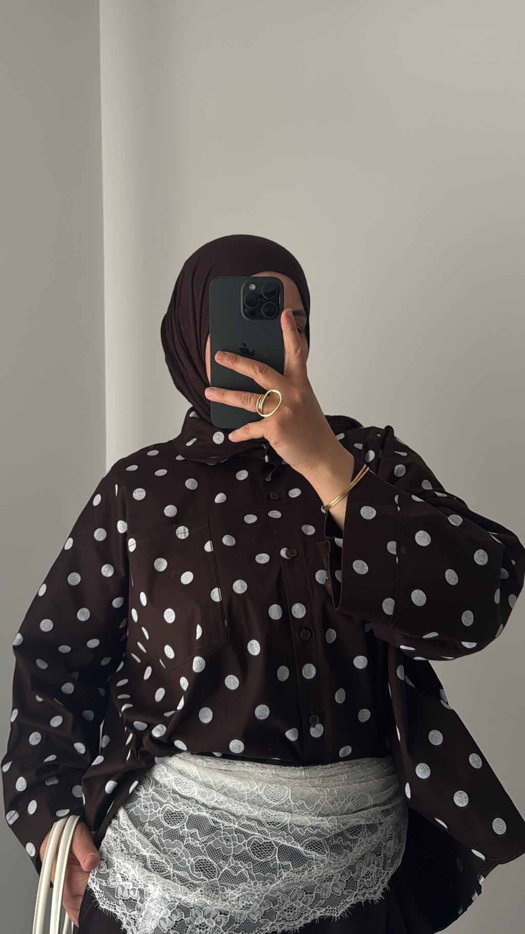 Chemise oversize à pois - MARRON