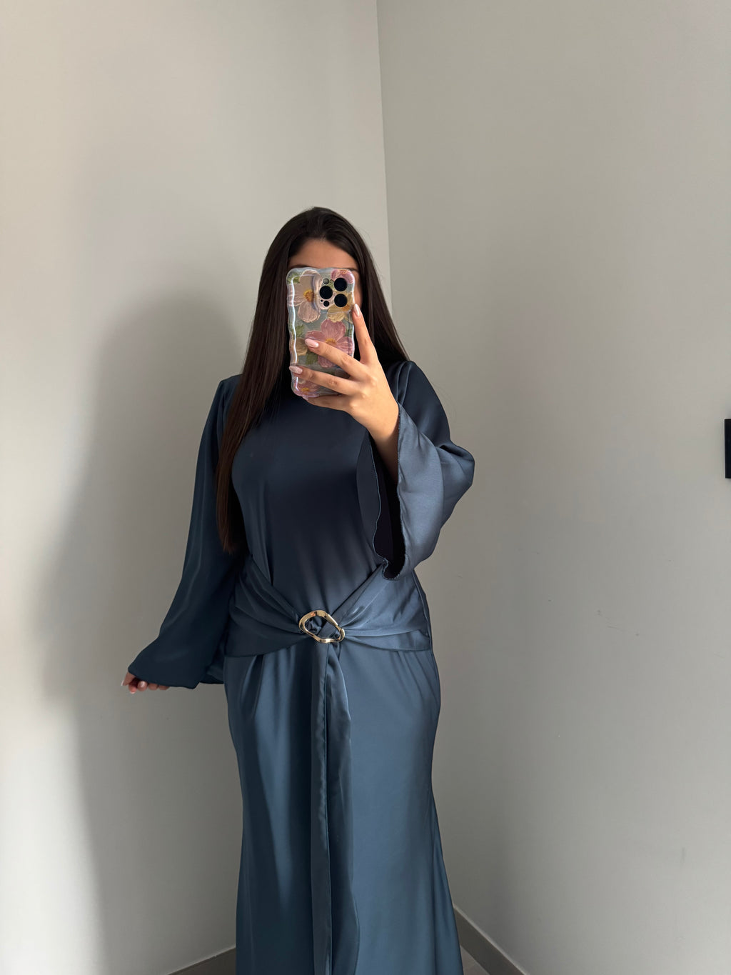 Robe satinée - BLEU