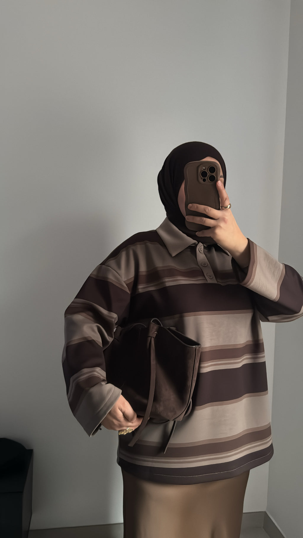 Polo doublé polaire - MARRON/TAUPE