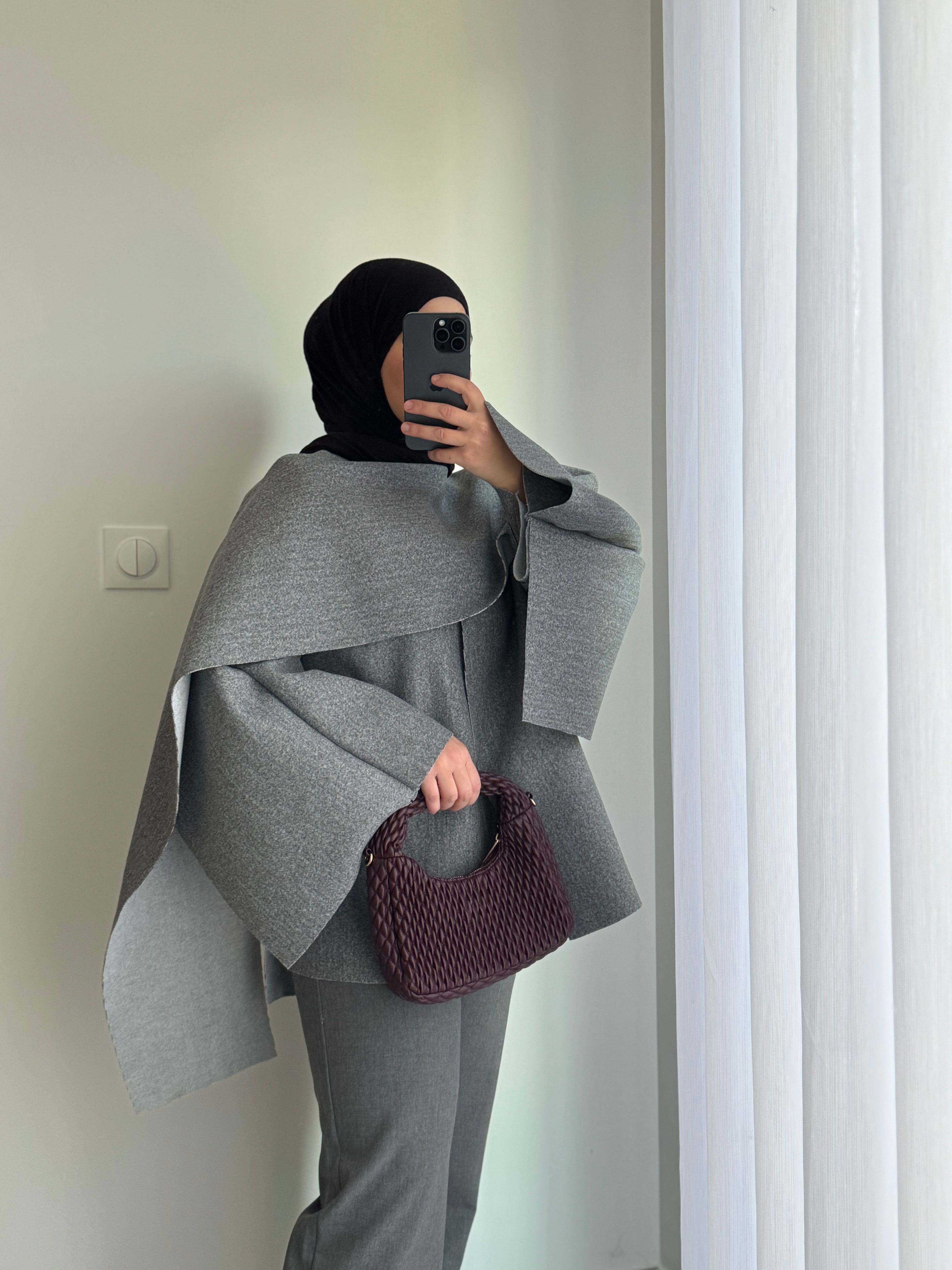 Veste cape - GRIS / NOIR