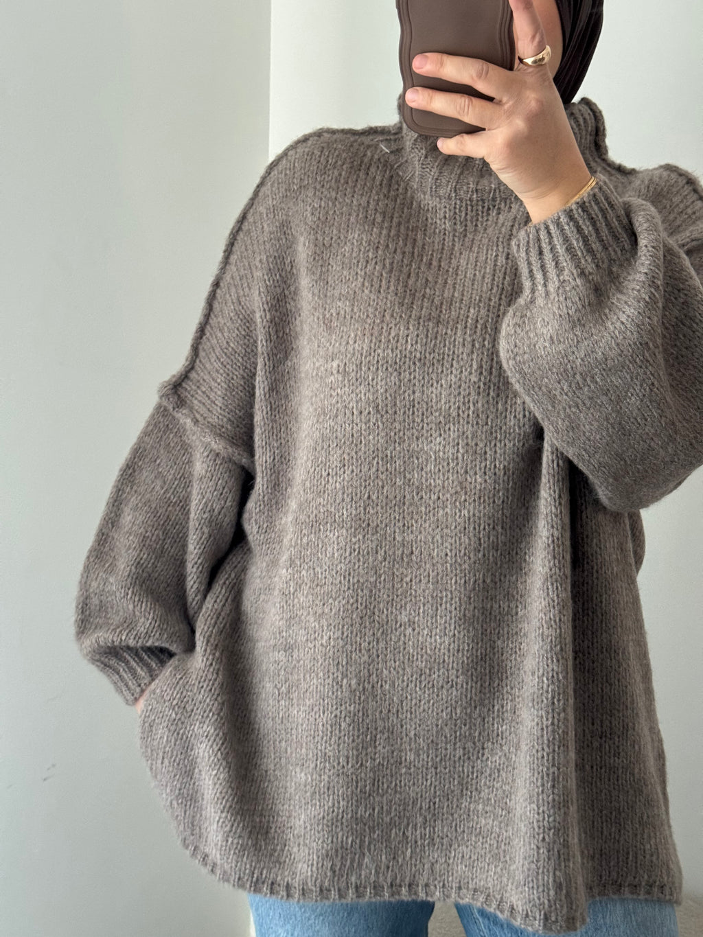 PULL en maille - TAUPE