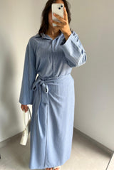 Ensemble Rayures chemise / jupe - BLEU