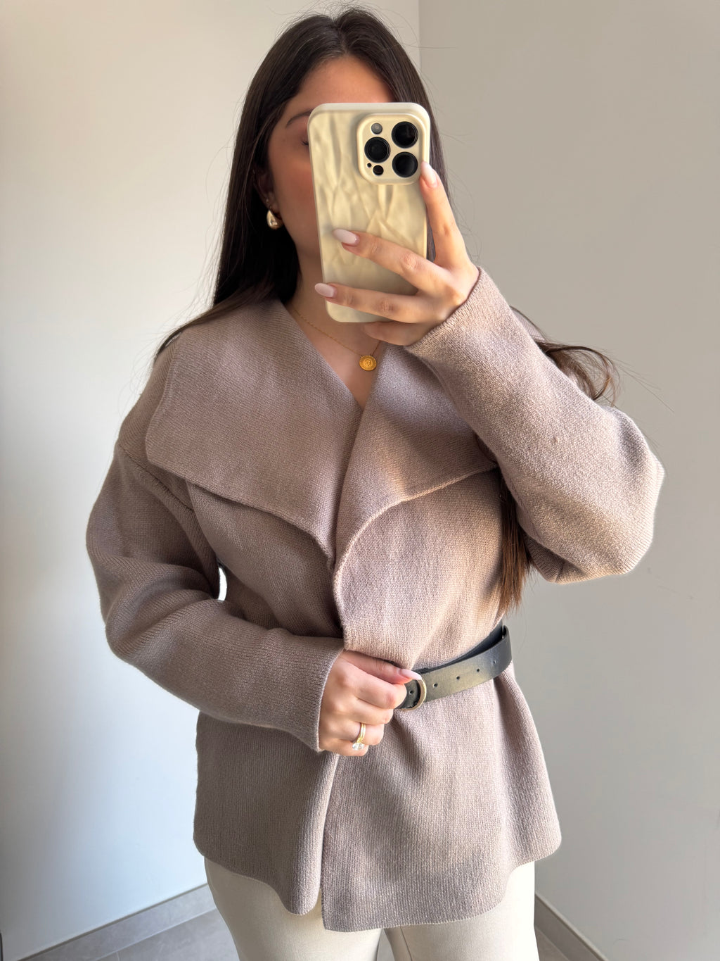 Gilet avec ceinture - Taupe