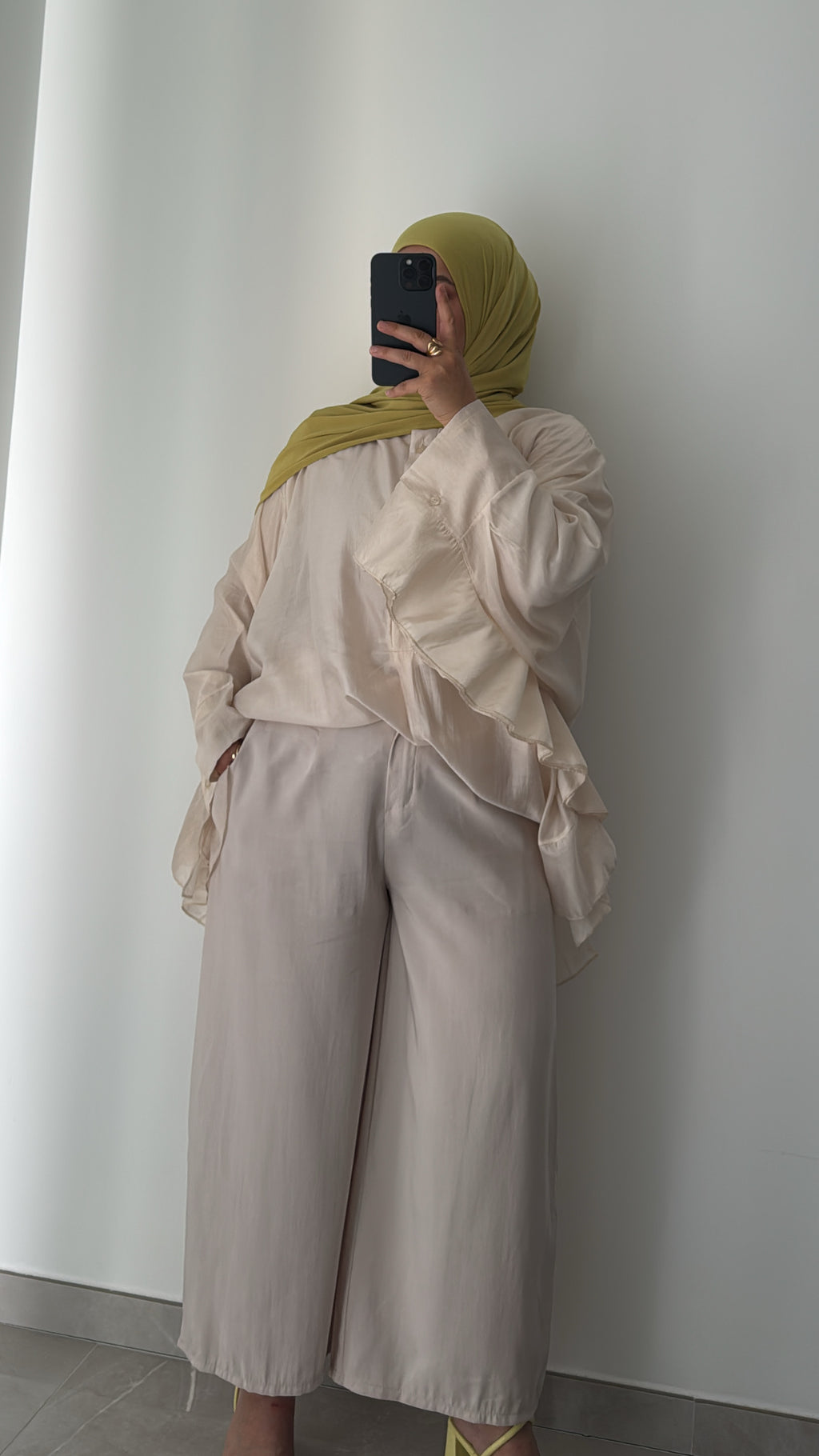 Pantalon large cropped- BEIGE CLAIR