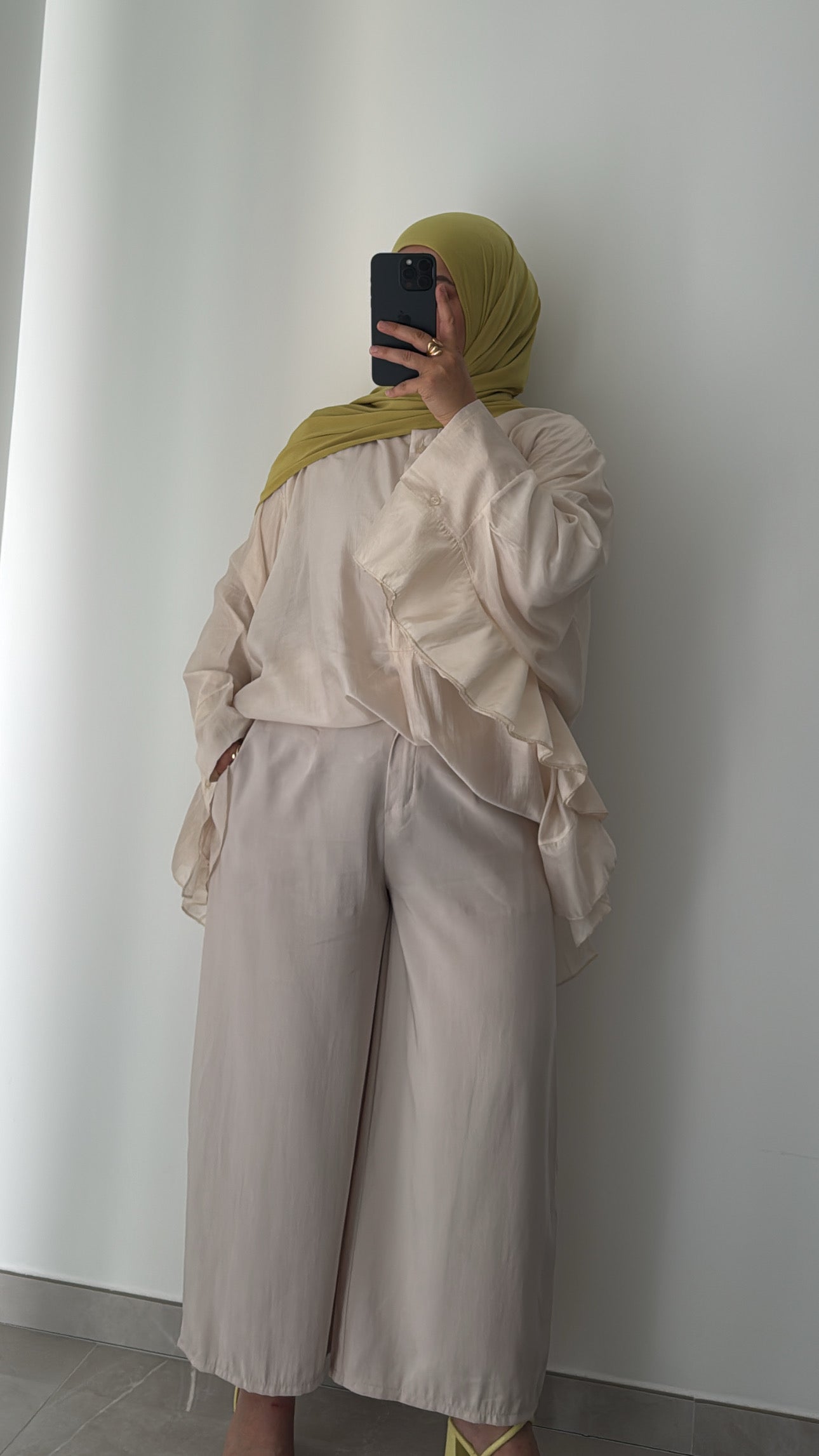 Pantalon large cropped- BEIGE CLAIR