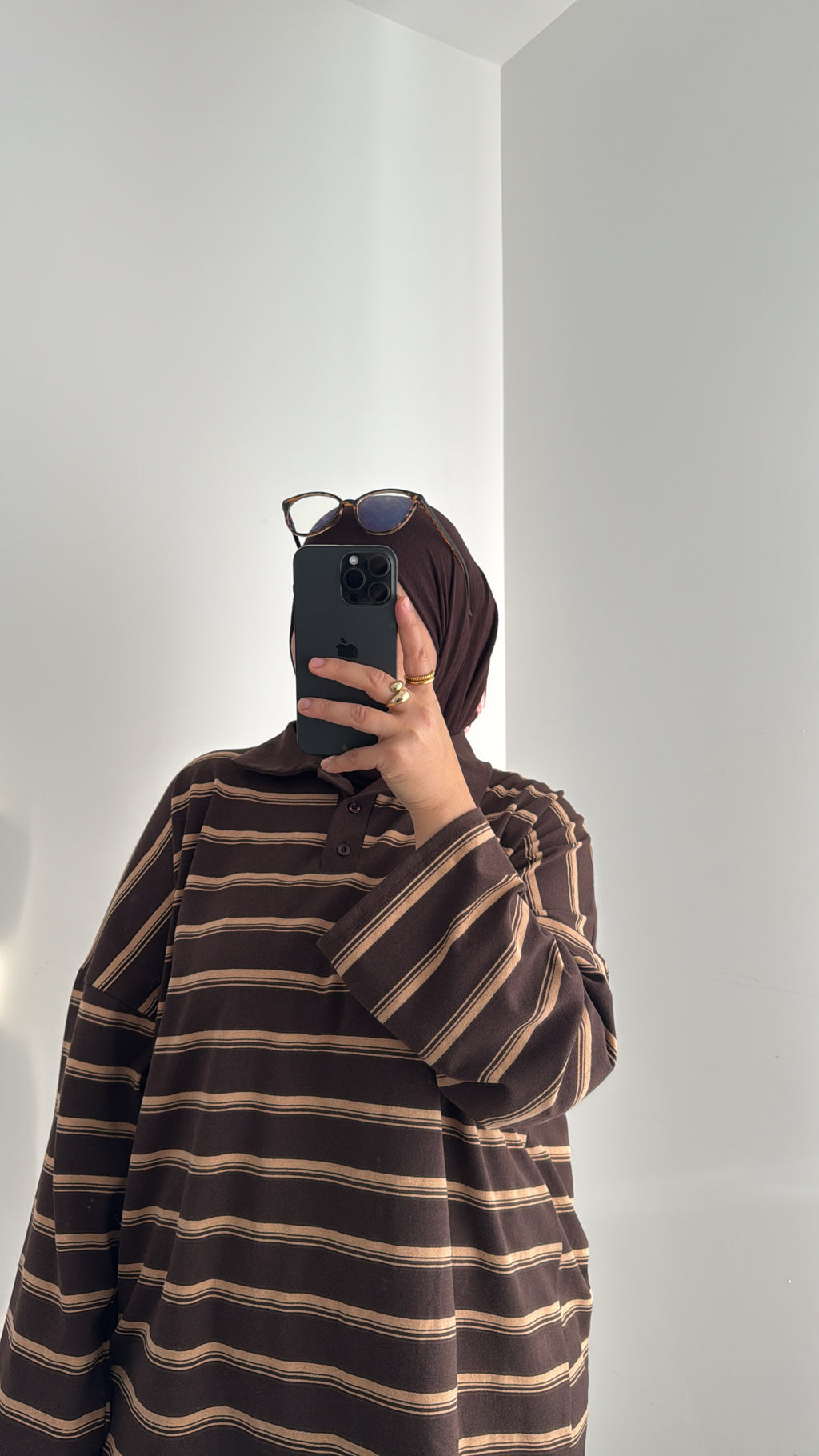 Polo oversize rayé - MARRON/JAUNE