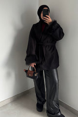 Veste manches fourrure - NOIR