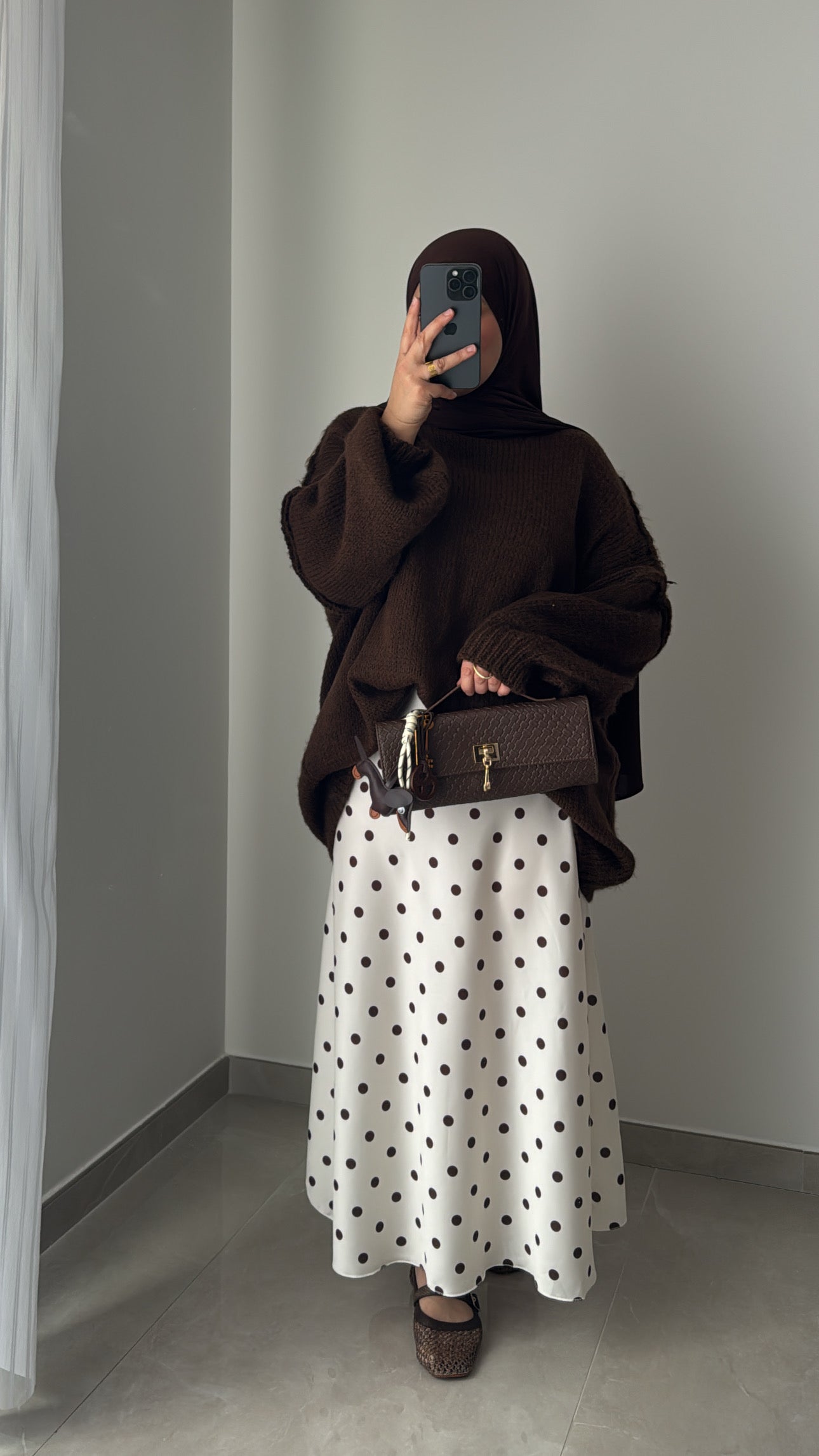 Jupe à pois - BLANC/MARRON