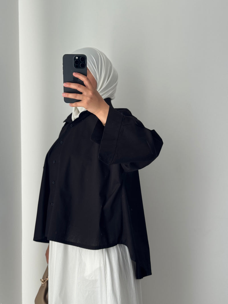 Chemise oversize asymétrique - NOIR