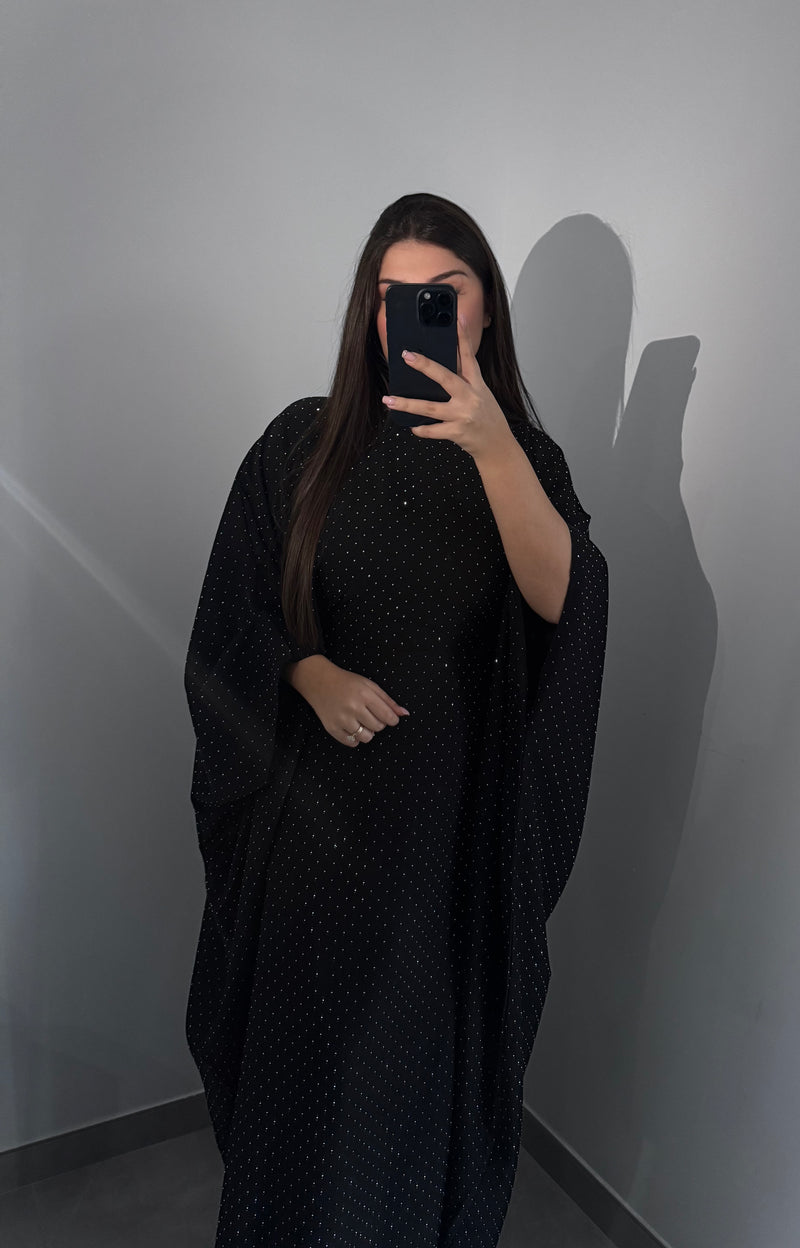 Abaya strass - NOIR