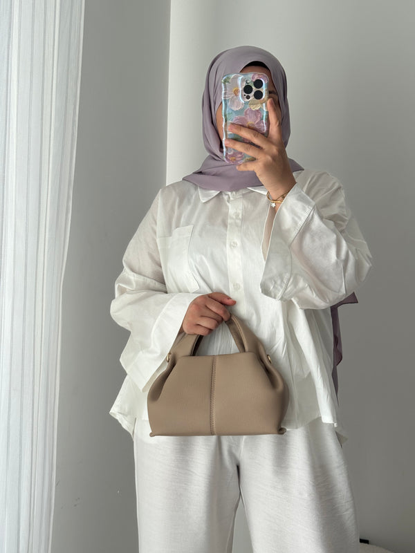 Chemise oversize asymétrique - BLANC