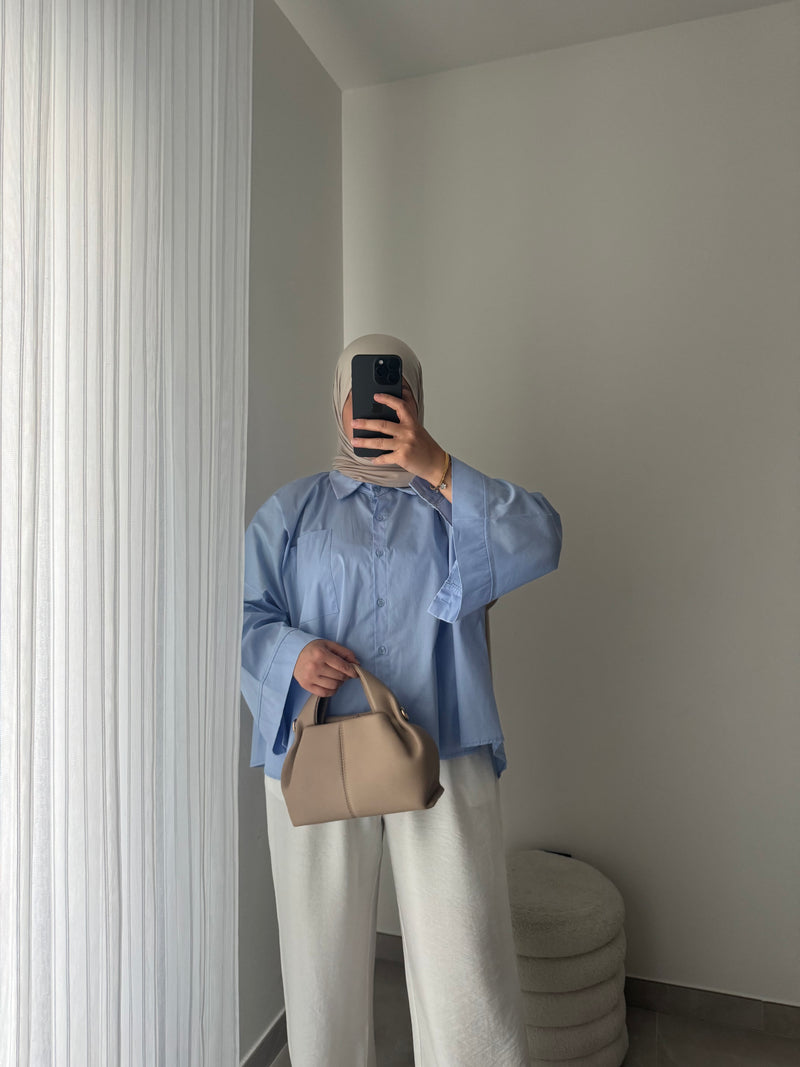 Chemise oversize asymétrique - BLEU