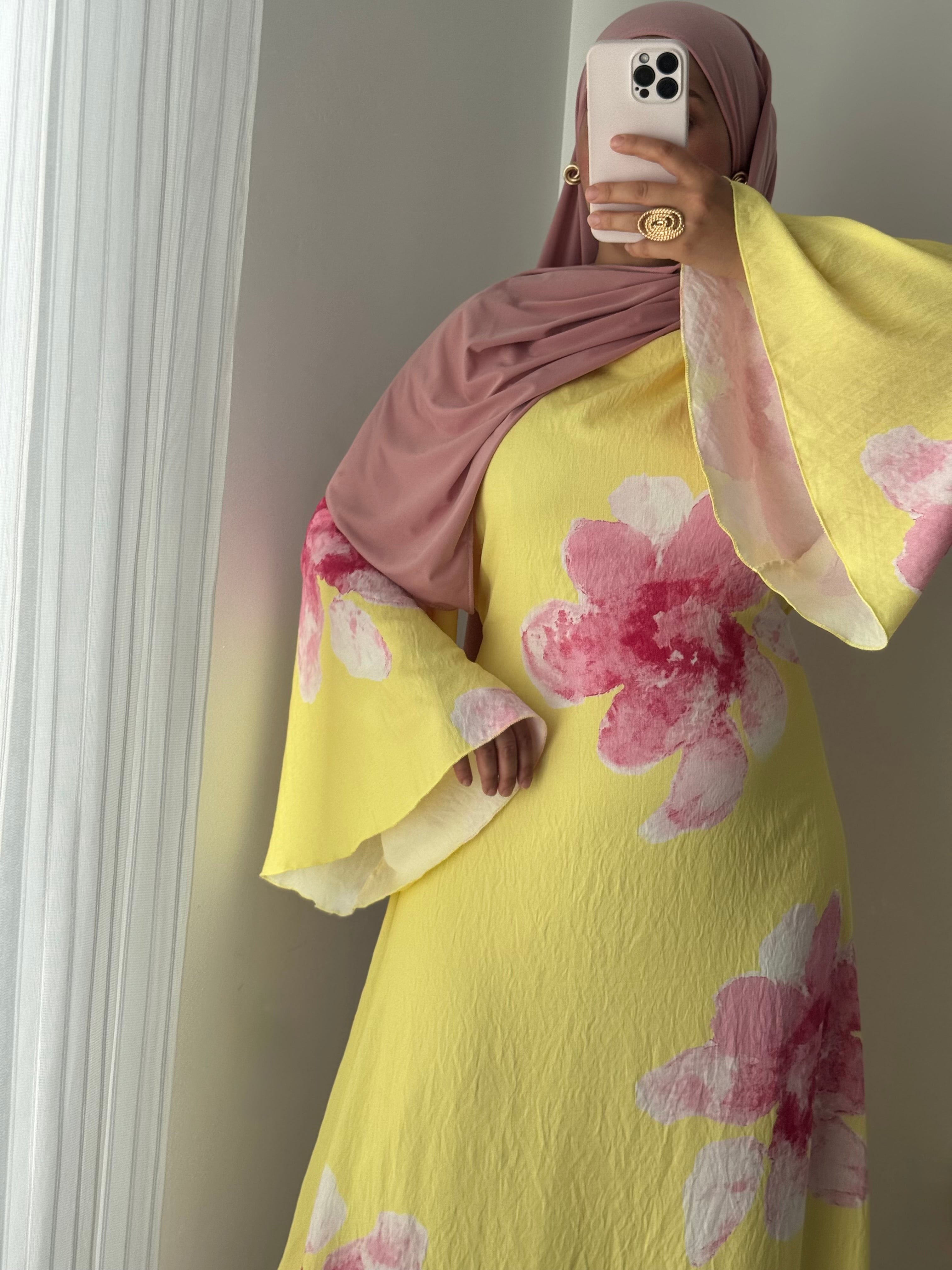 Robe LILIA FLEURS - JAUNE