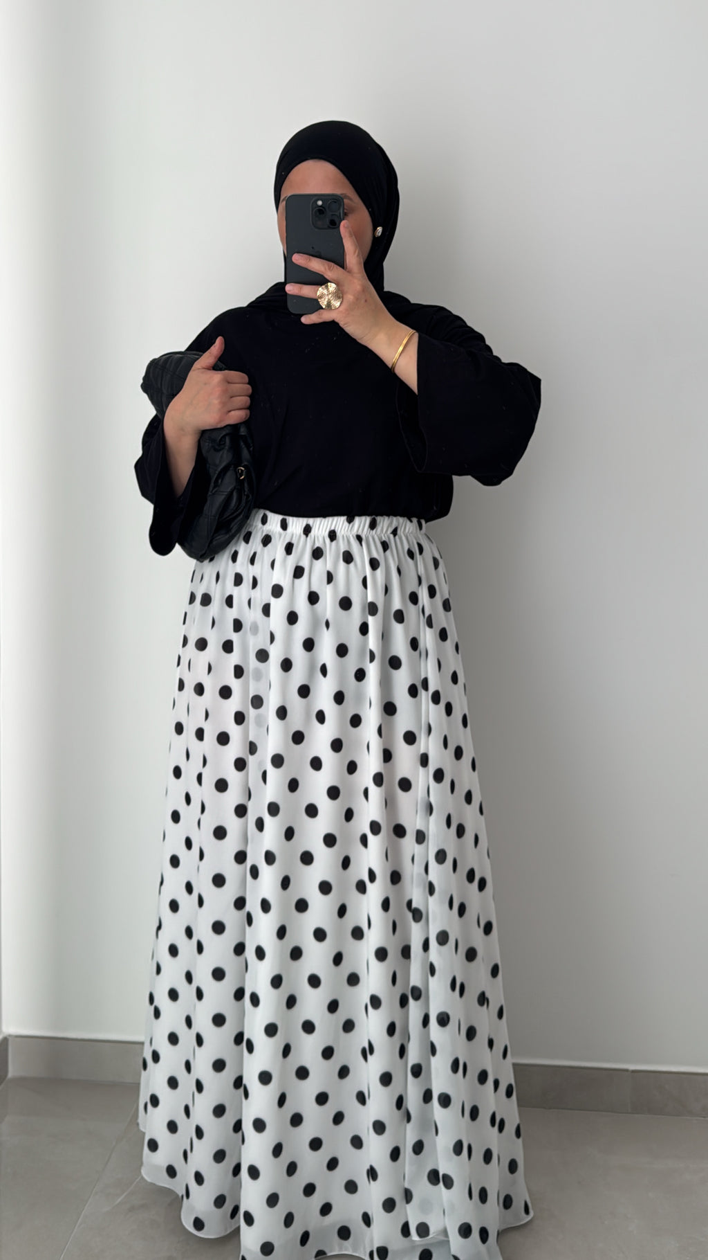 Jupe mousseline à pois - BLANC