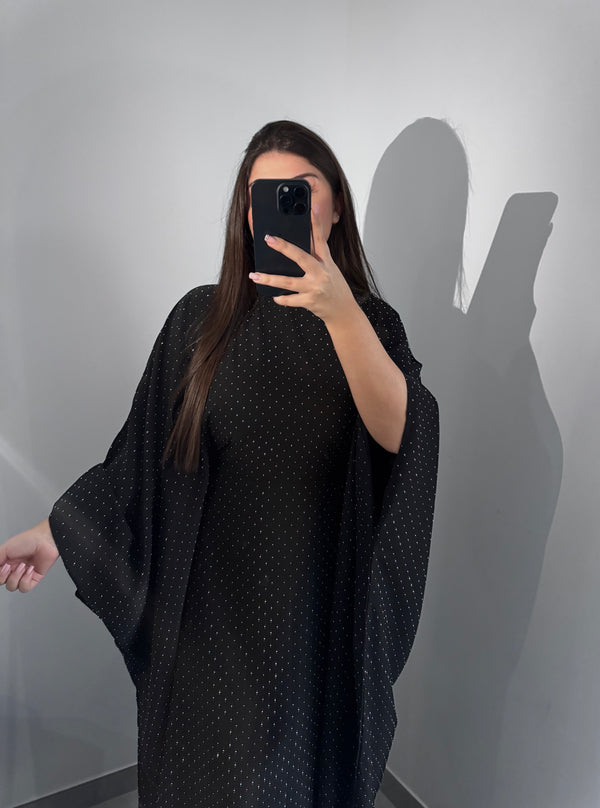 Abaya strass - NOIR