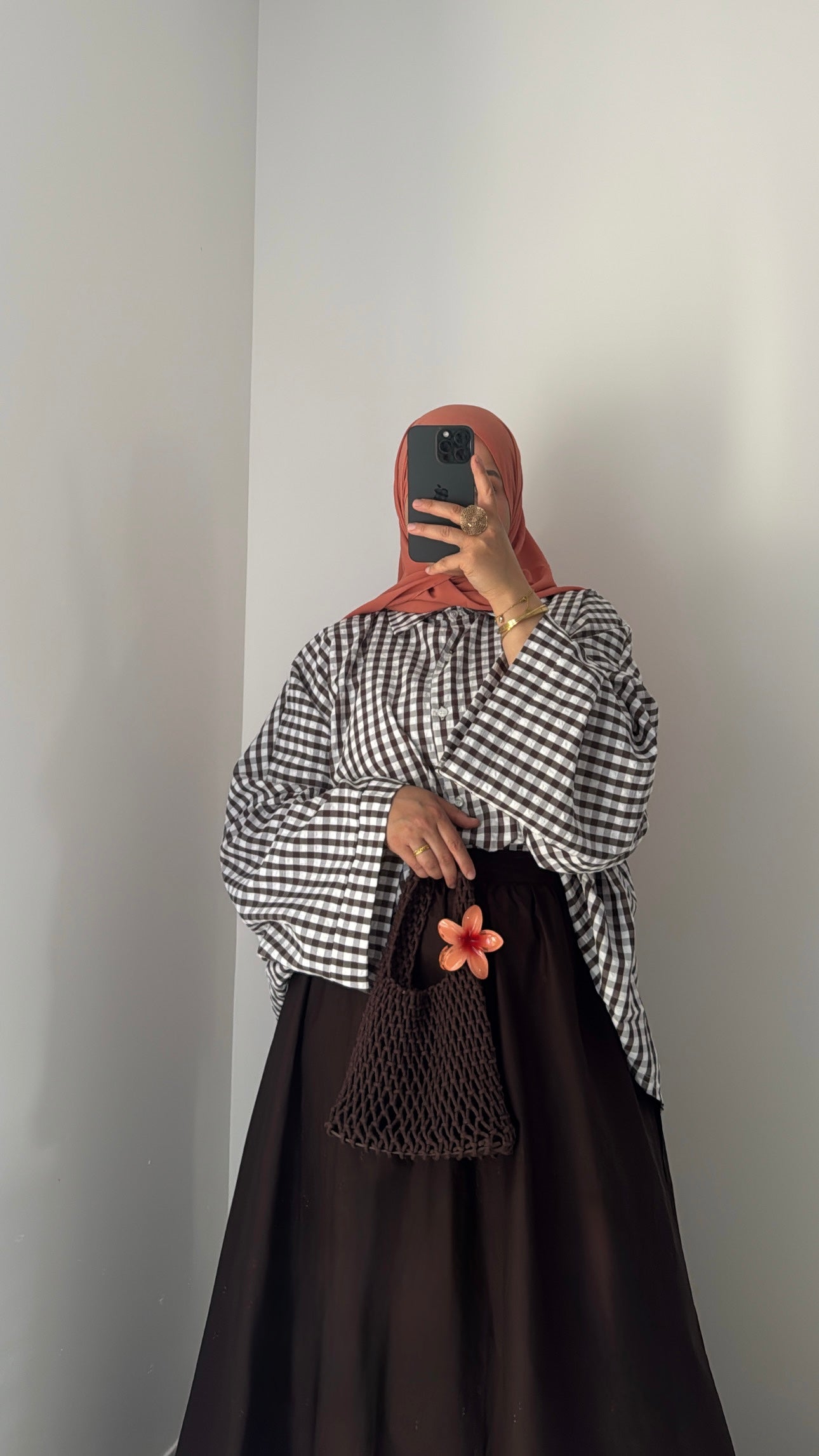 Chemise oversize - VICHY MARRON