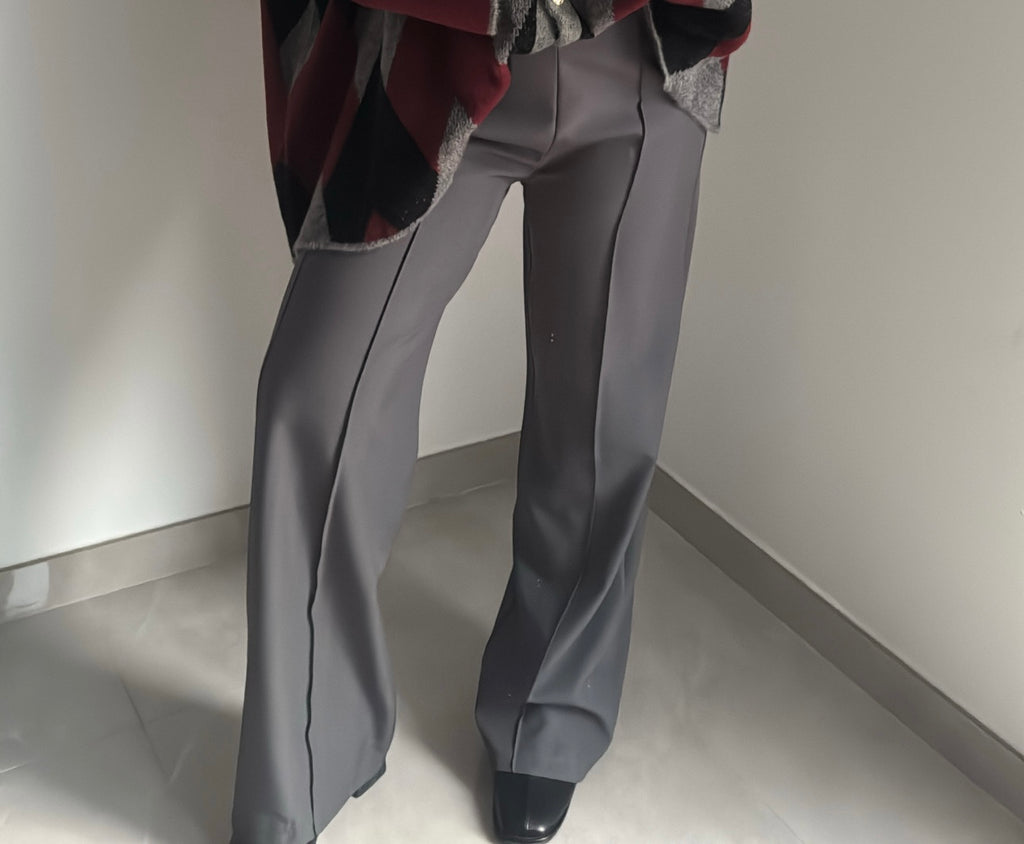 Pantalon fluide avec taille élastique - GRIS