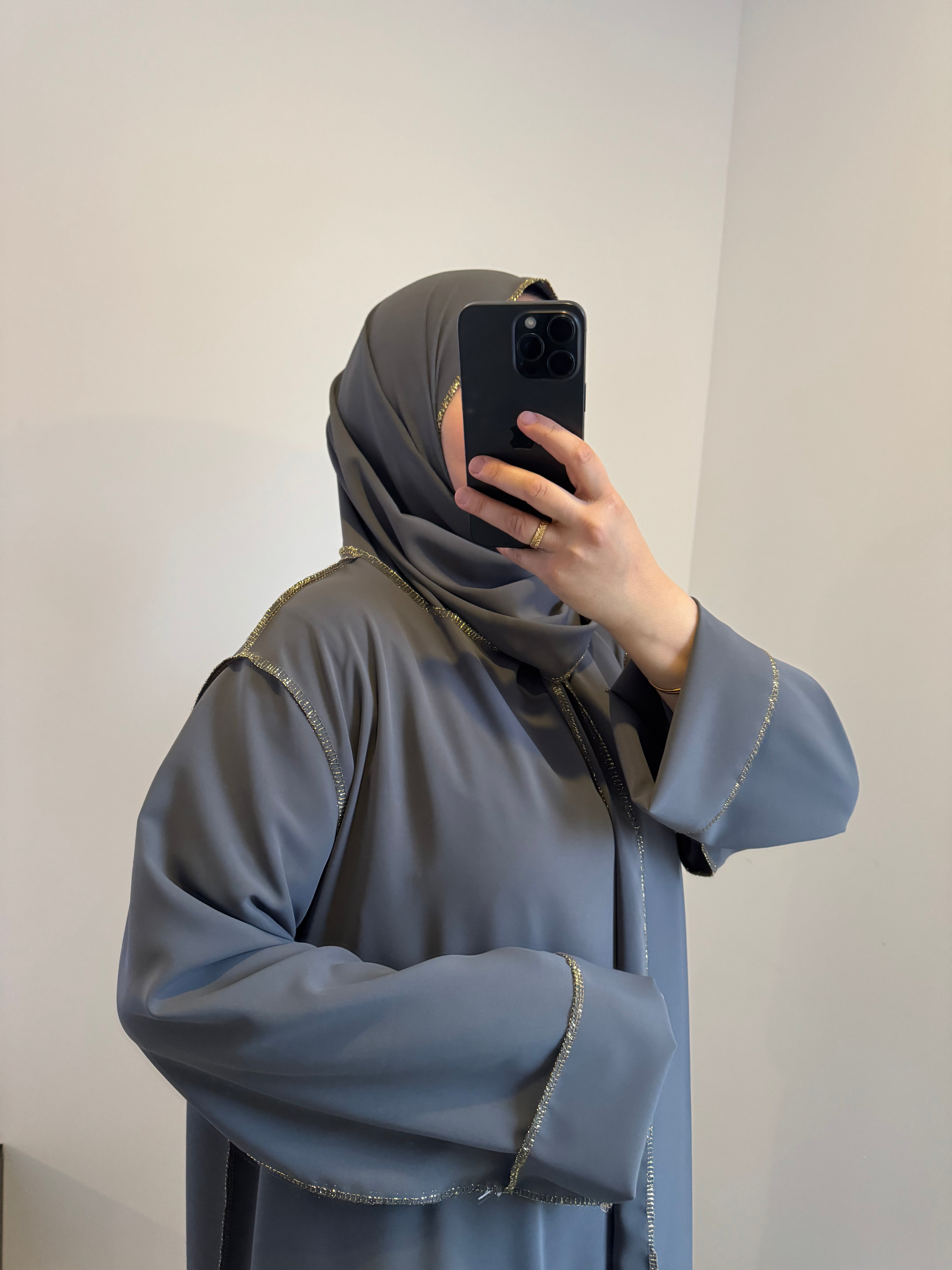 Robe de prière avec voile intégré - GRIS ANTHRACITE