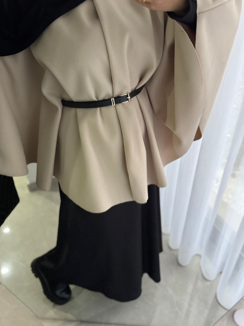 Cape avec ceinture intégré - BEIGE