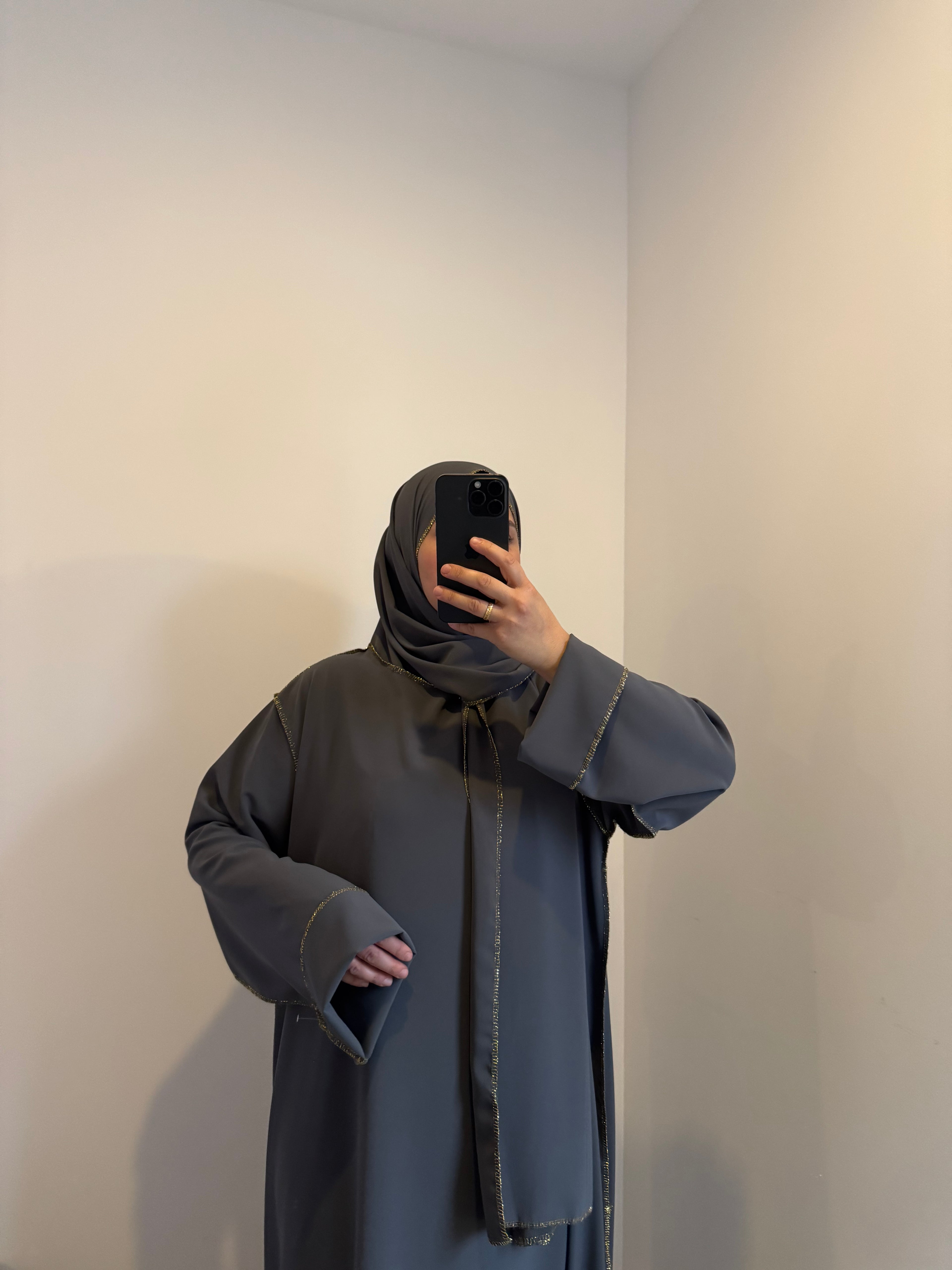 Robe de prière avec voile intégré - GRIS ANTHRACITE