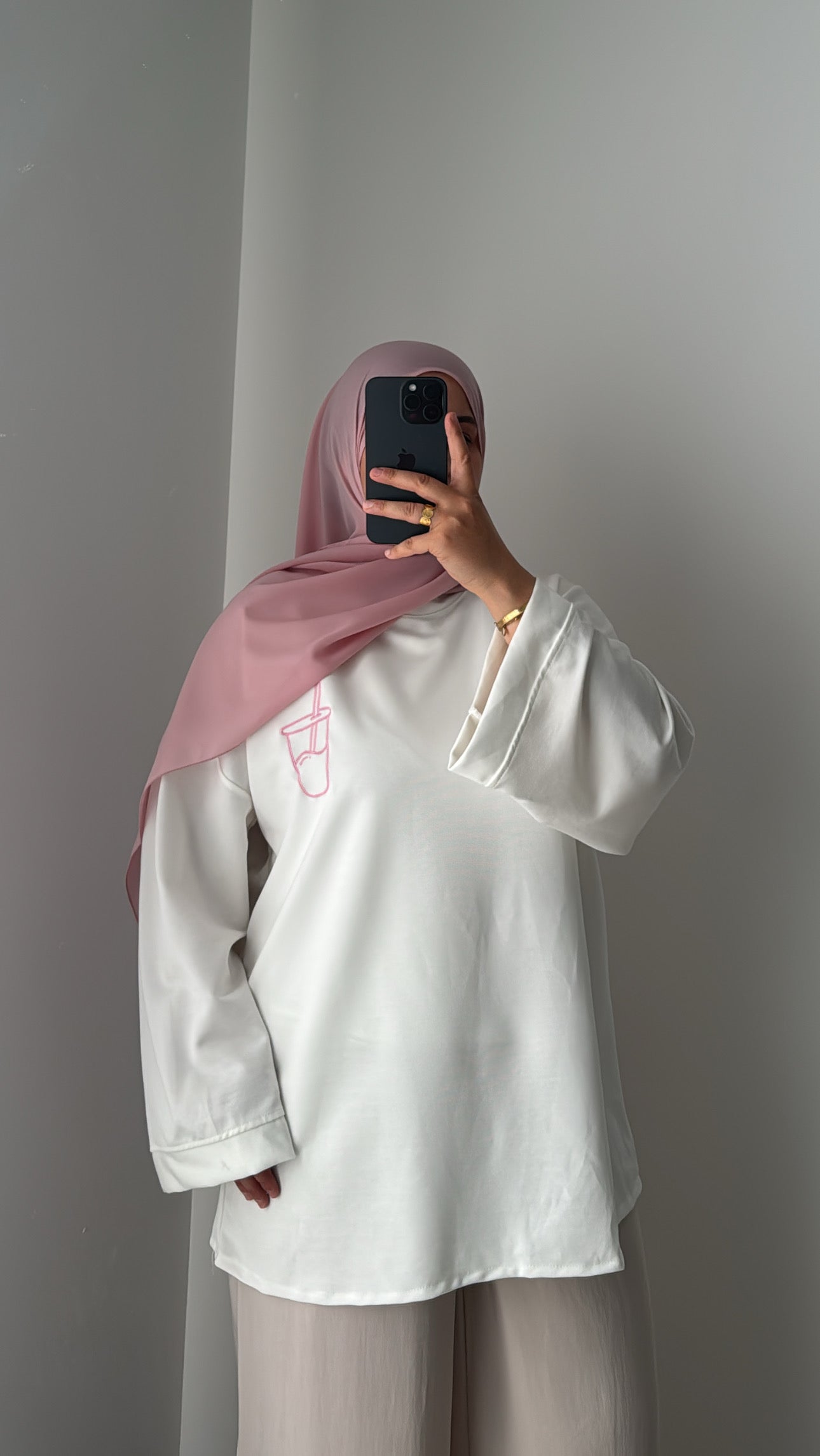 T SHIRT MANCHES LONGUES MATCHA - ROSE