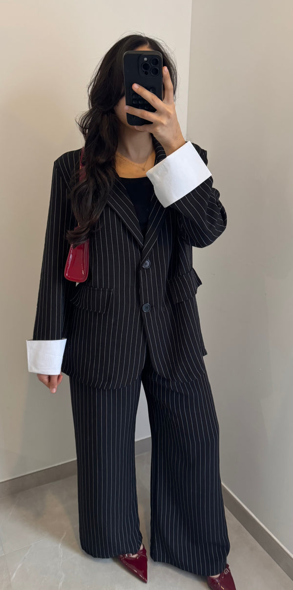 Ensemble tailleur à rayures - NOIR