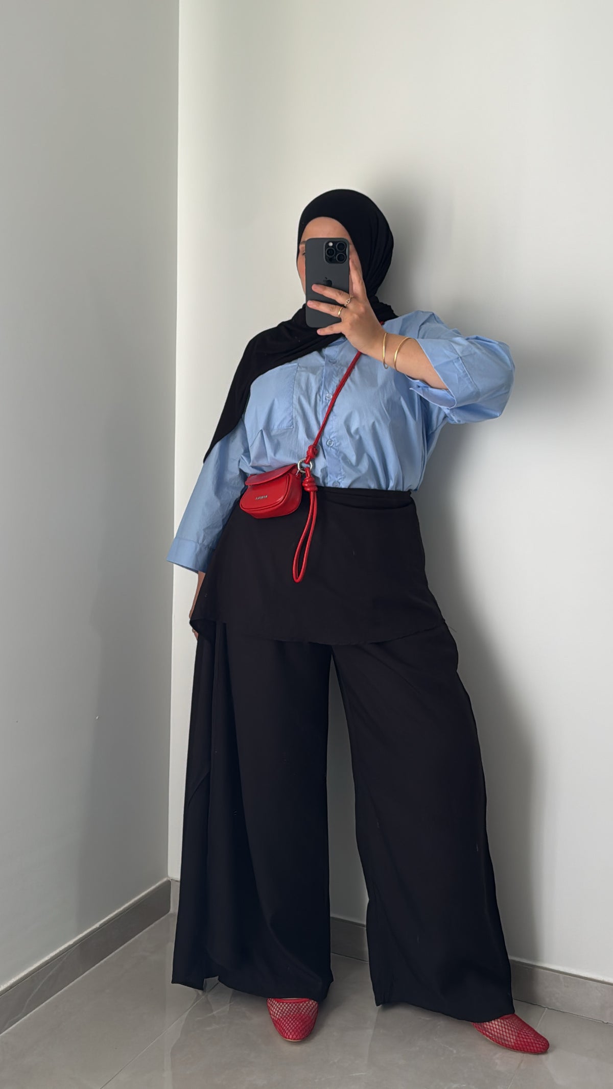 Pantalon fluide avec foulard - NOIR