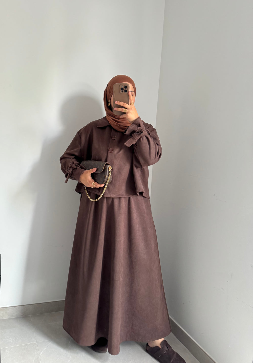 Ensemble SUEDA JUPE -MARRON