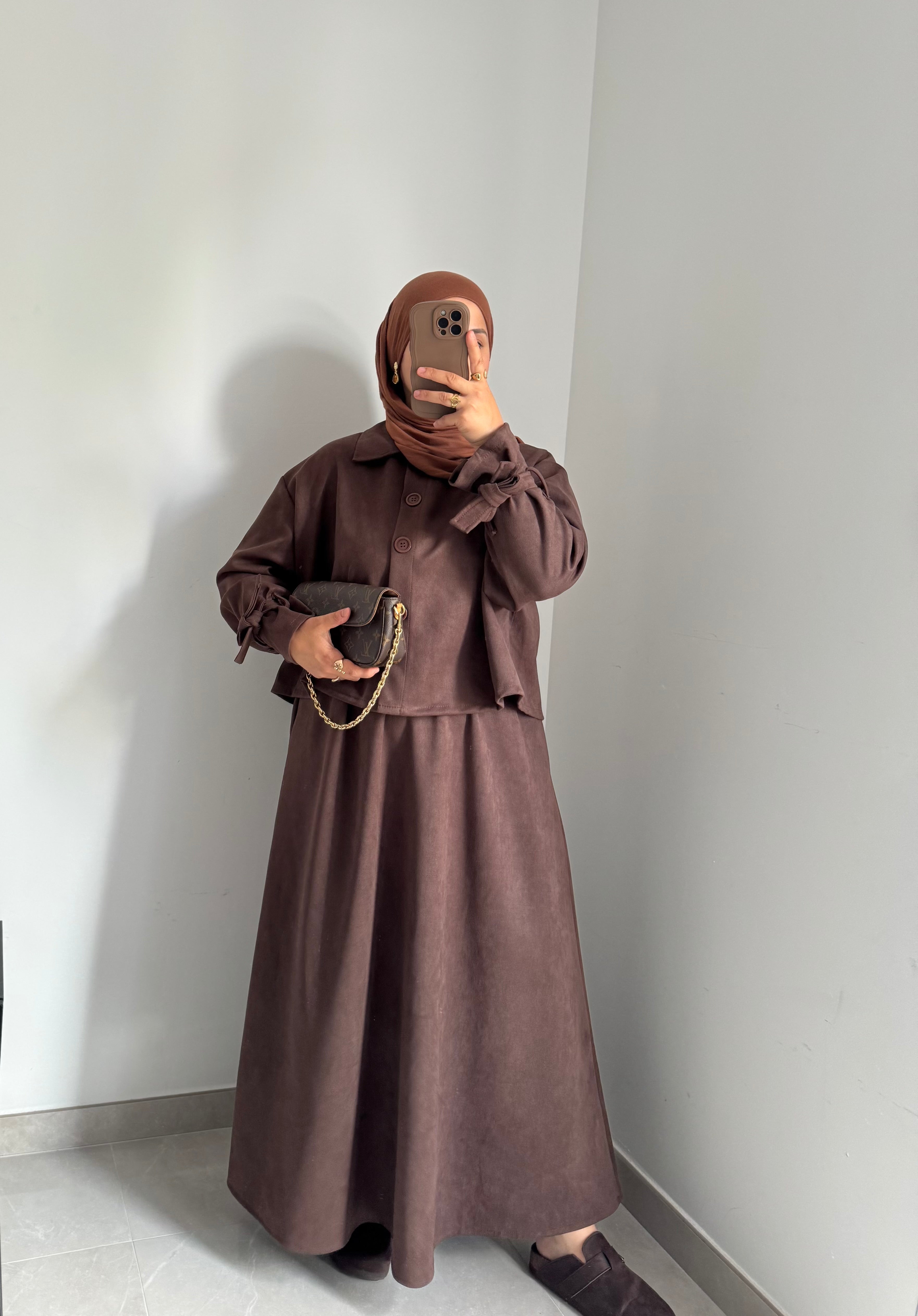 Ensemble SUEDA JUPE -MARRON