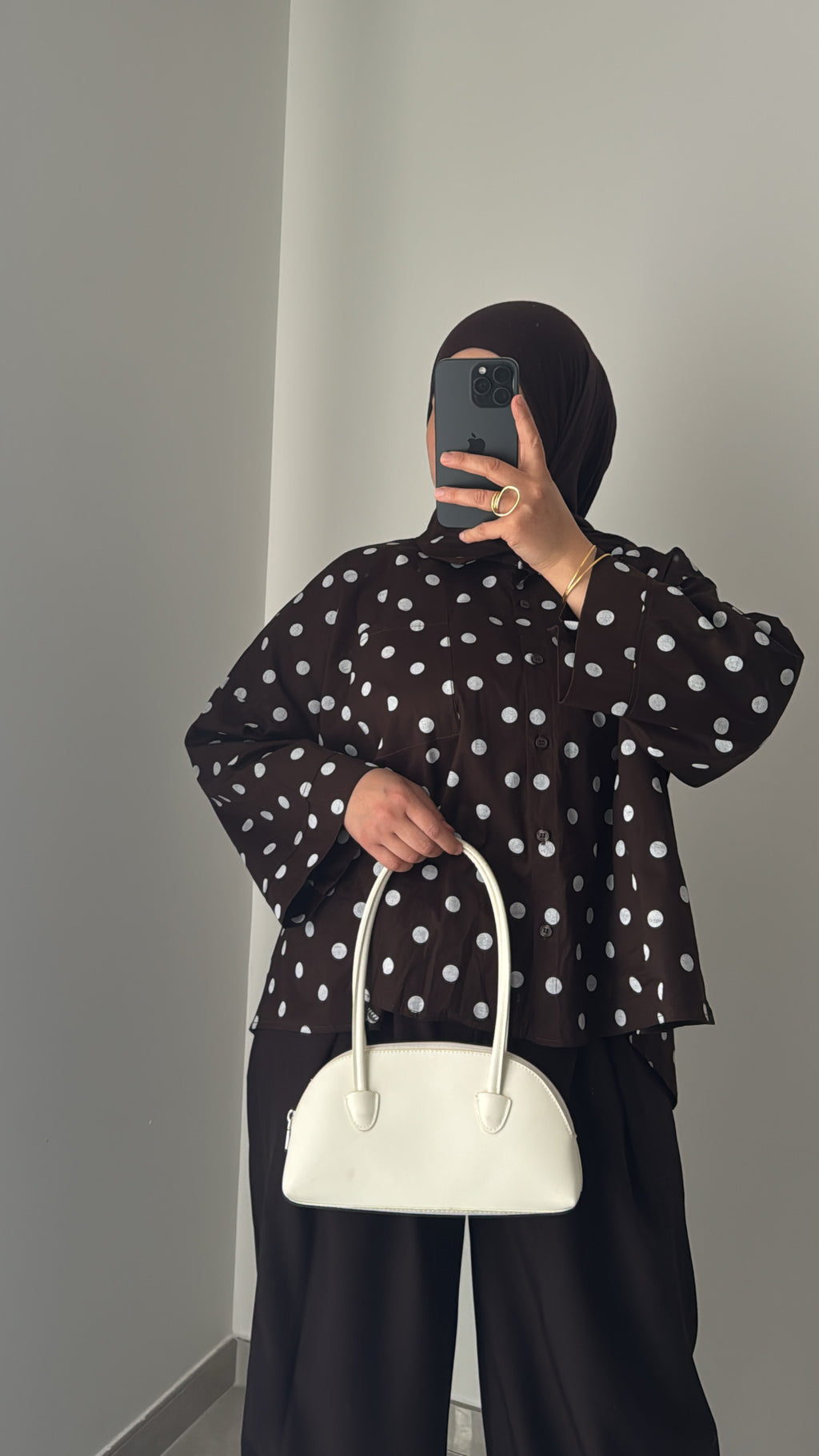Chemise oversize à pois - MARRON