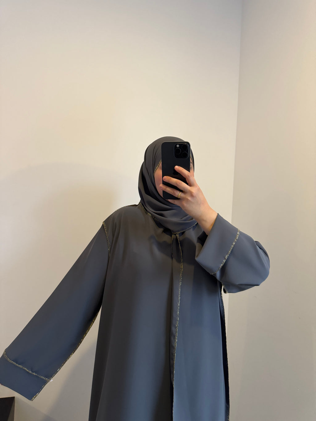 Robe de prière avec voile intégré - GRIS ANTHRACITE