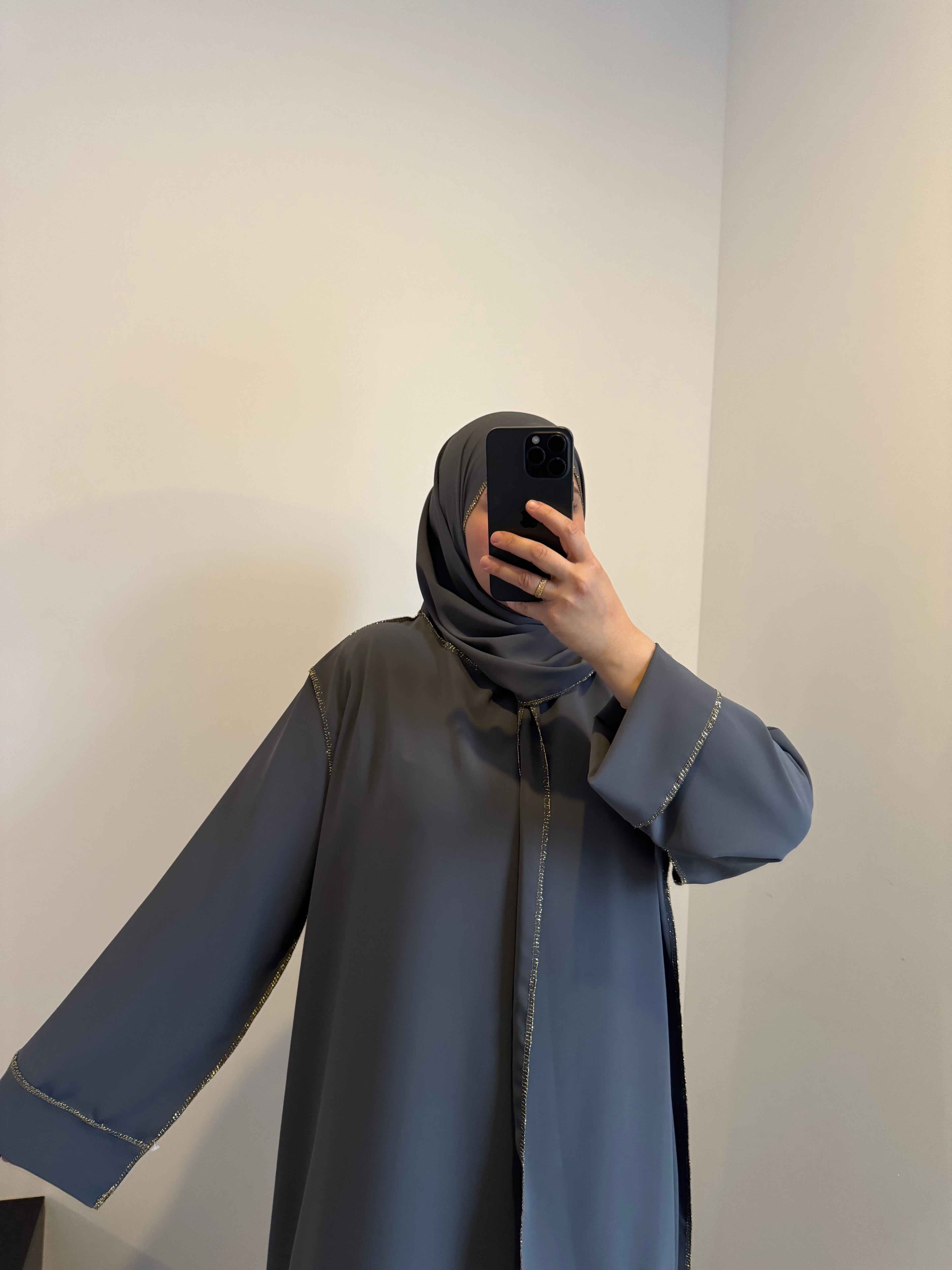 Robe de prière avec voile intégré - GRIS ANTHRACITE