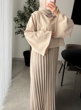 Robe élégance plissée - BEIGE