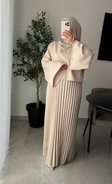 Robe élégance plissée - BEIGE