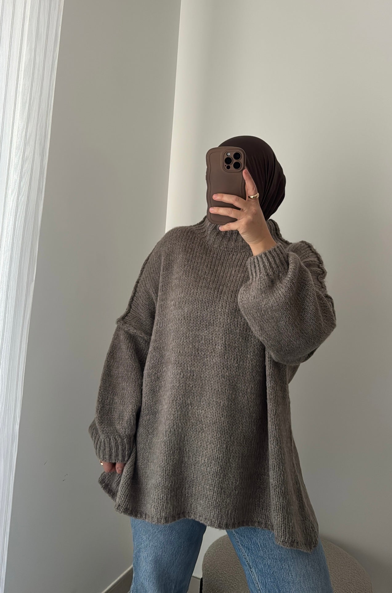 PULL en maille - TAUPE