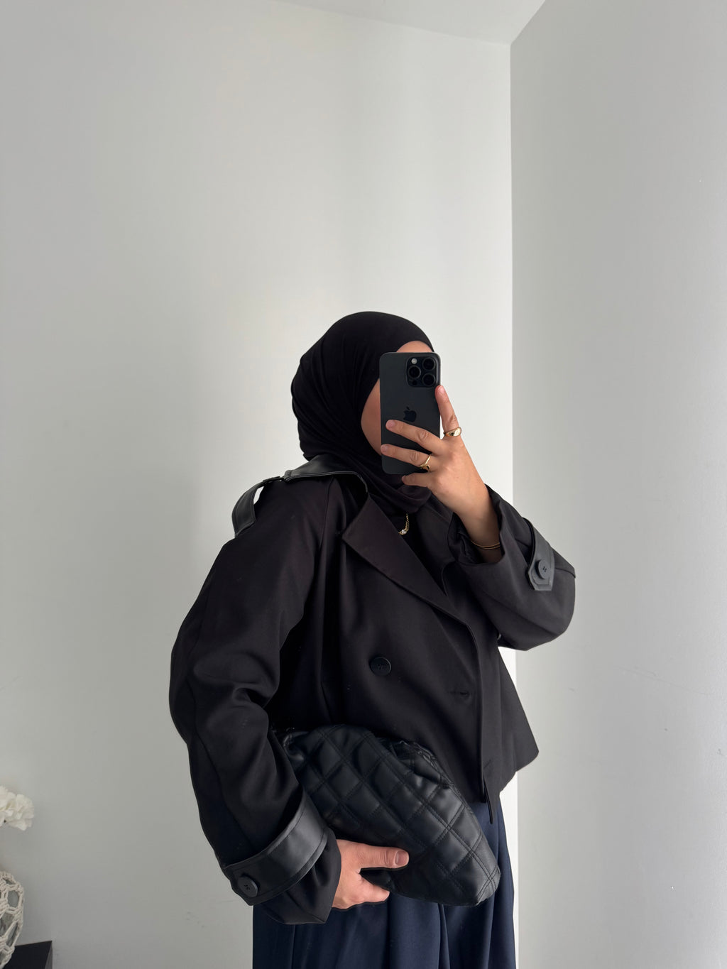 Veste courte détails cuir