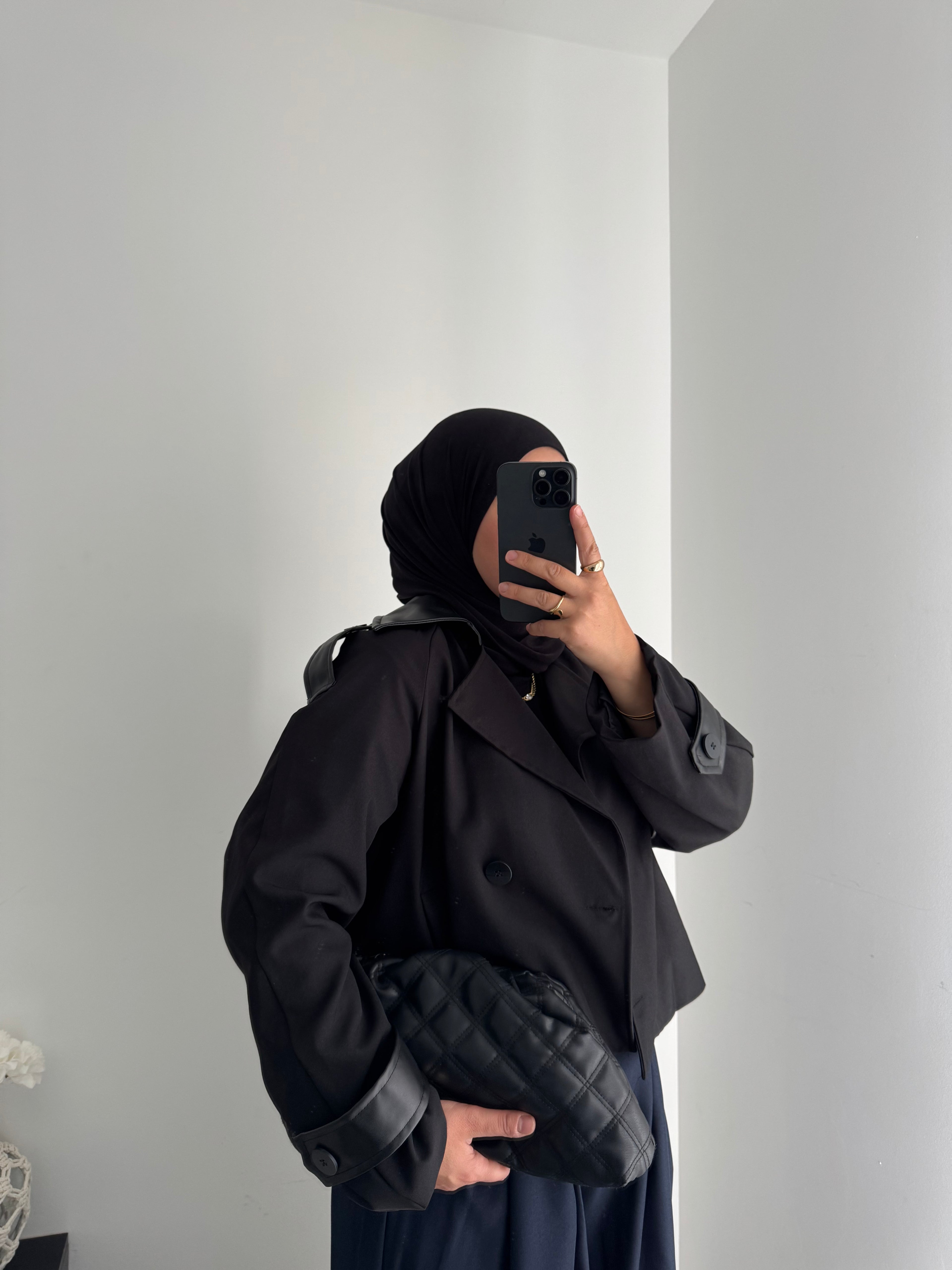 Veste courte détails cuir